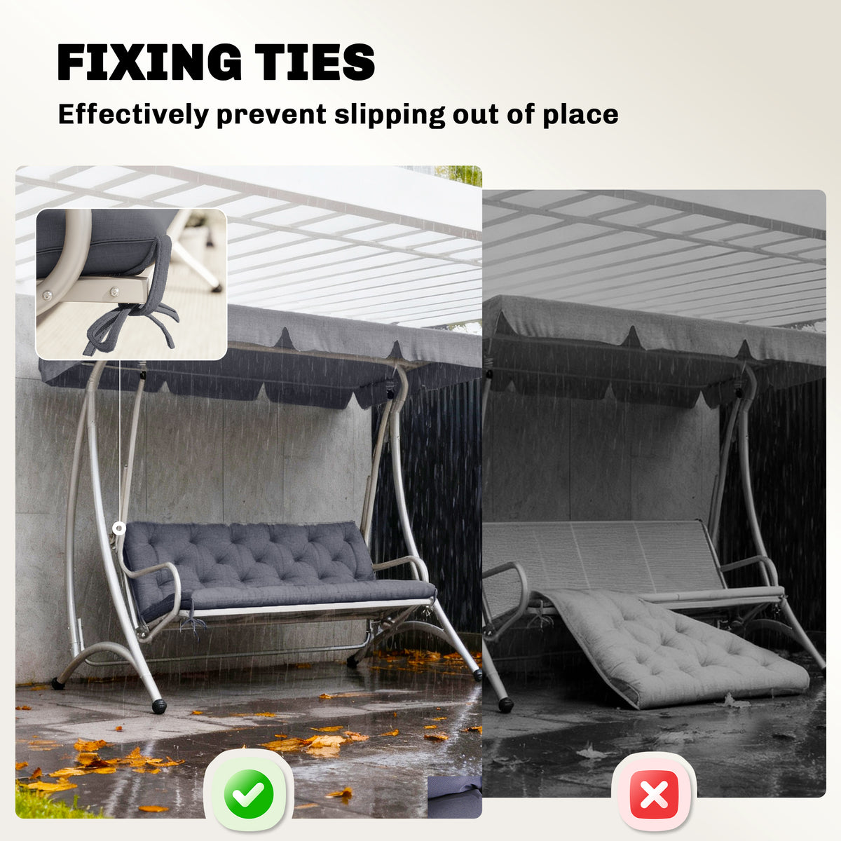 Replacement Cushions for 3 Seater Outdoor Bench
