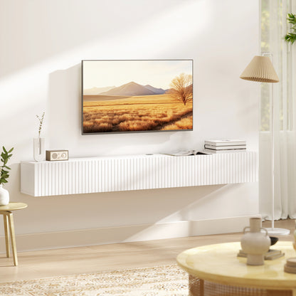 Mueble de TV suspendido con puertas acanaladas 180 cm