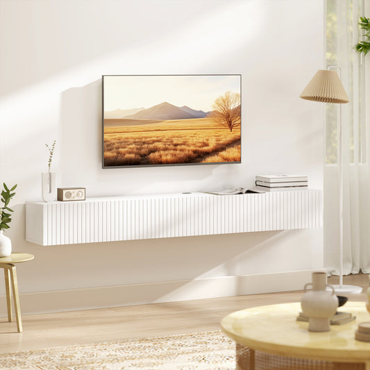 Floating Wall Mount TV Stand with Fluted Doors 180 cm