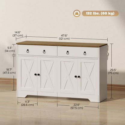 Aparador de cocina 4 puertas barniz 2 cajones madera