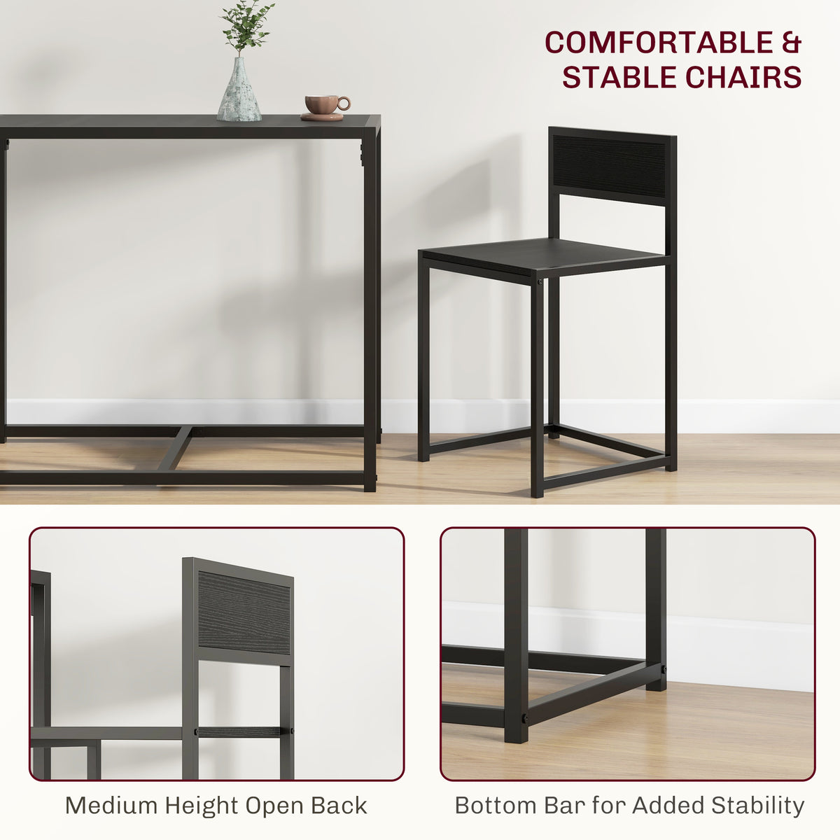 3-Piece Industrial Dining Table Set