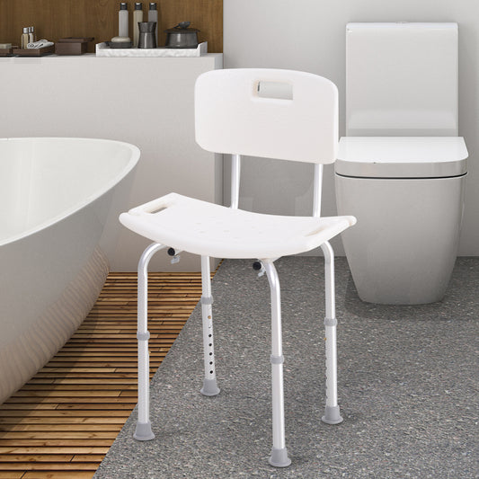 Adjustable shower chair with back