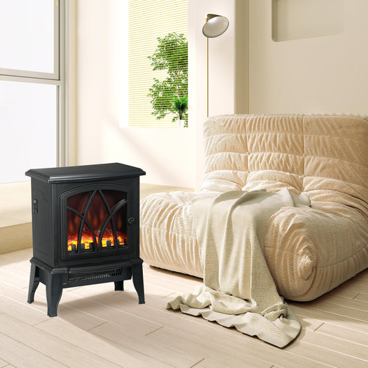 Freestanding Electric Fireplace Stove with Realistic Flame 1500W