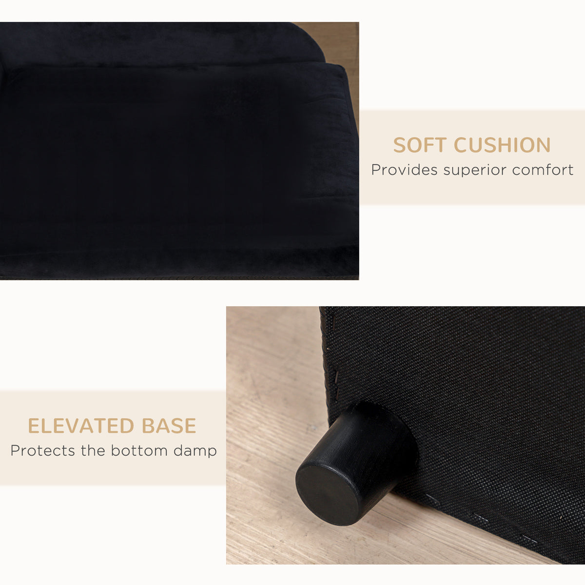 Pet sofa with storage natural wood