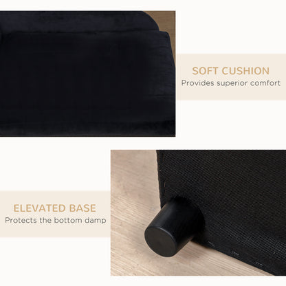 Pet sofa with storage natural wood