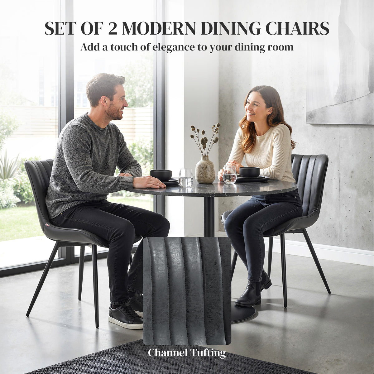 Juego de 2 sillas de comedor — marrón