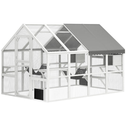 Outdoor cat enclosure wooden with canopy 56 sq ft