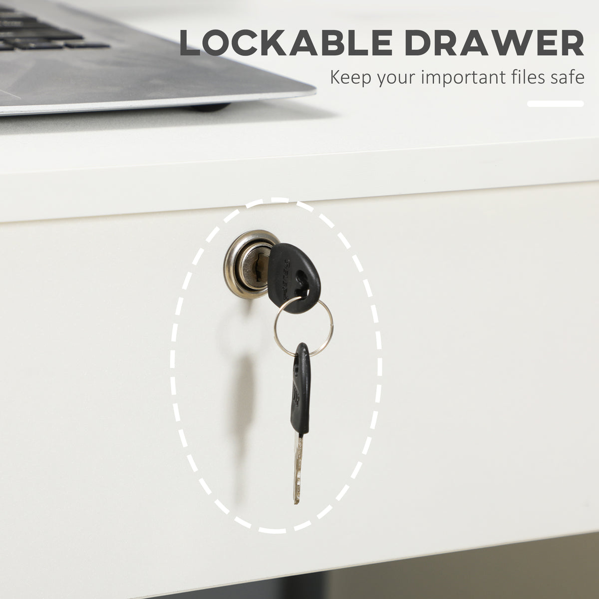 Computer Desk with Lockable Drawer and Storage