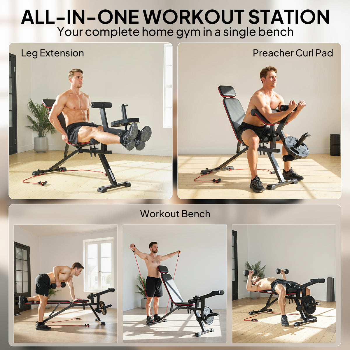 Adjustable Weight Bench with Wheels