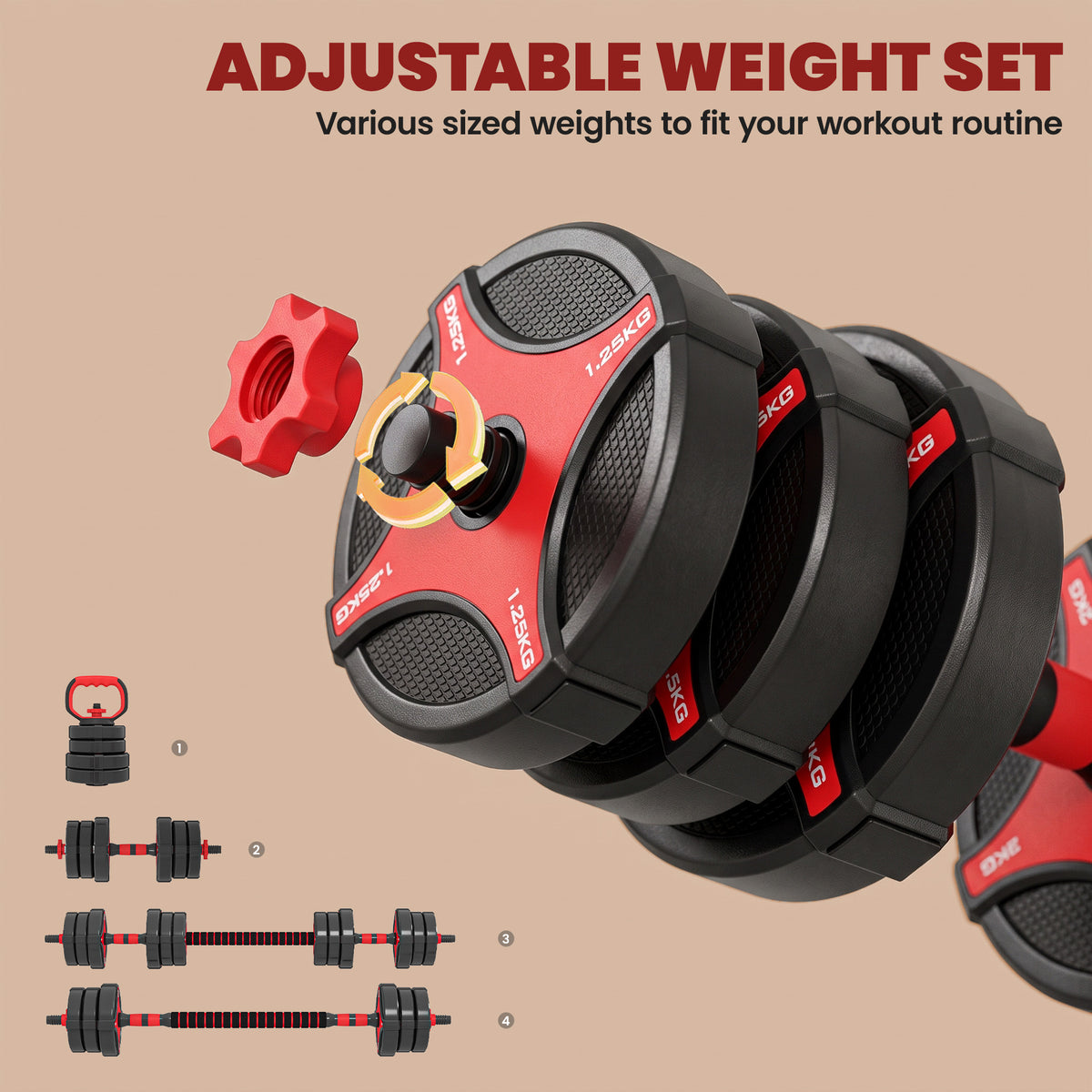 5-in-1 Adjustable Dumbbell Set 30 kg