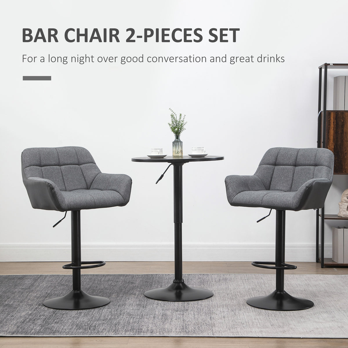 Swivel Bar Stools Adjustable with Armrests and Footrest