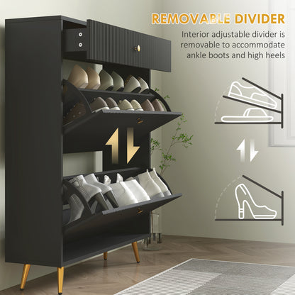 Narrow shoe storage cabinet wave panels