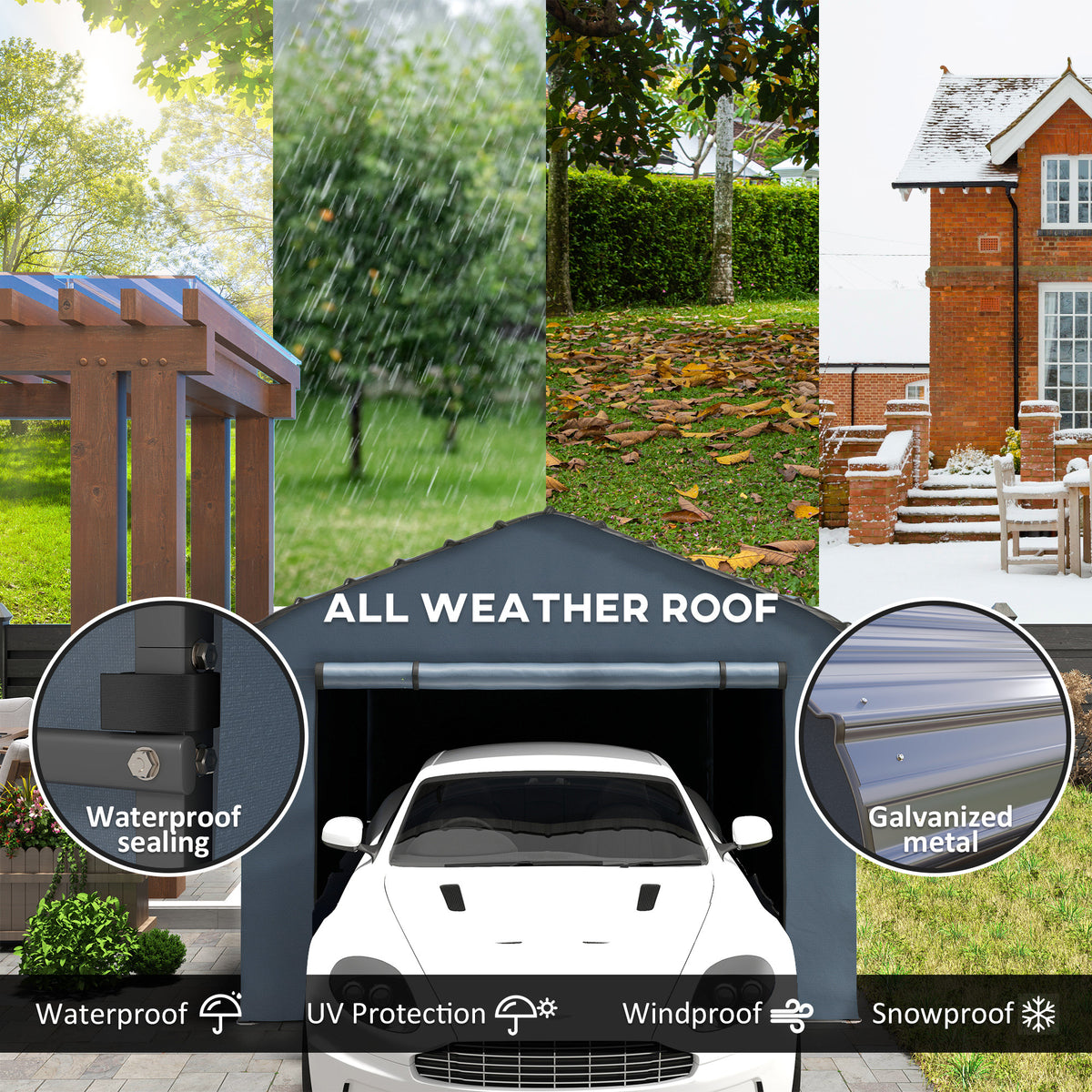 Heavy duty metal carport with removable sidewalls