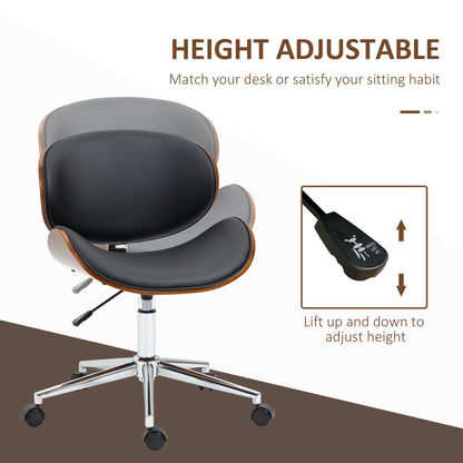 Swivel Office Chair Faux Leather and Bentwood