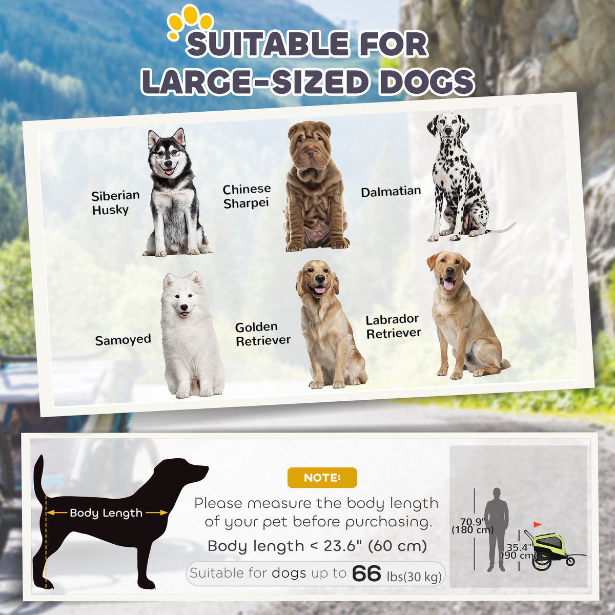 Dog Bike Trailer 2-in-1 Large Dogs 30 kg