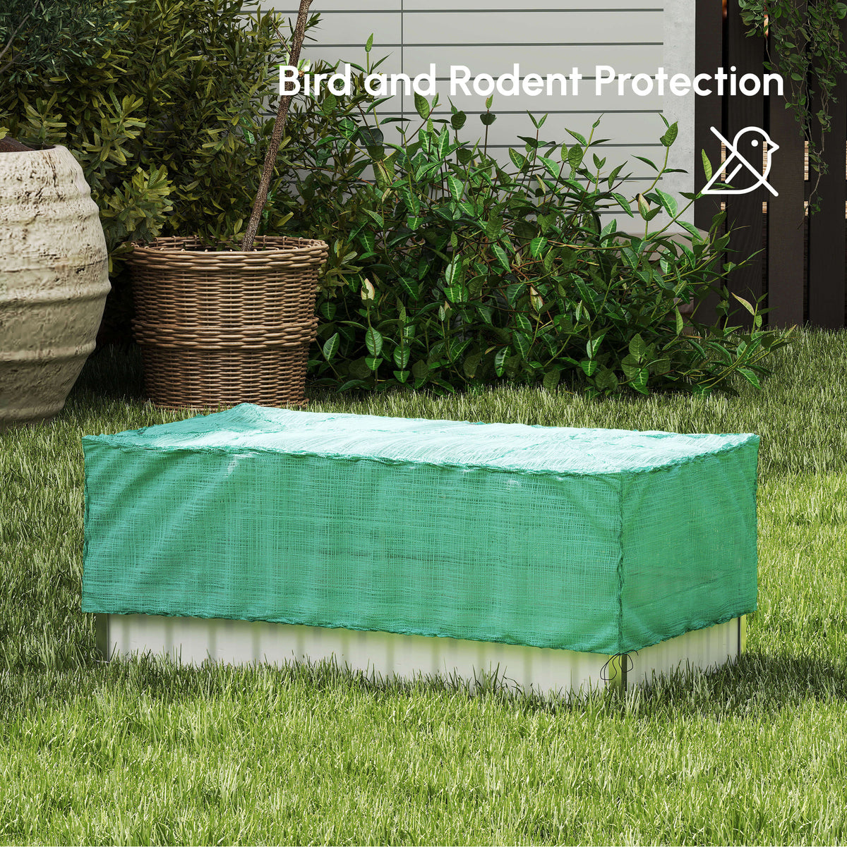174x90x70cm Steel Raised Garden Bed with Cover Grey