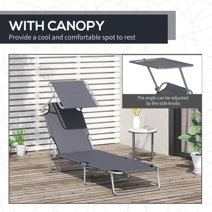 Folding Lounge Chair with Adjustable Sun Shade