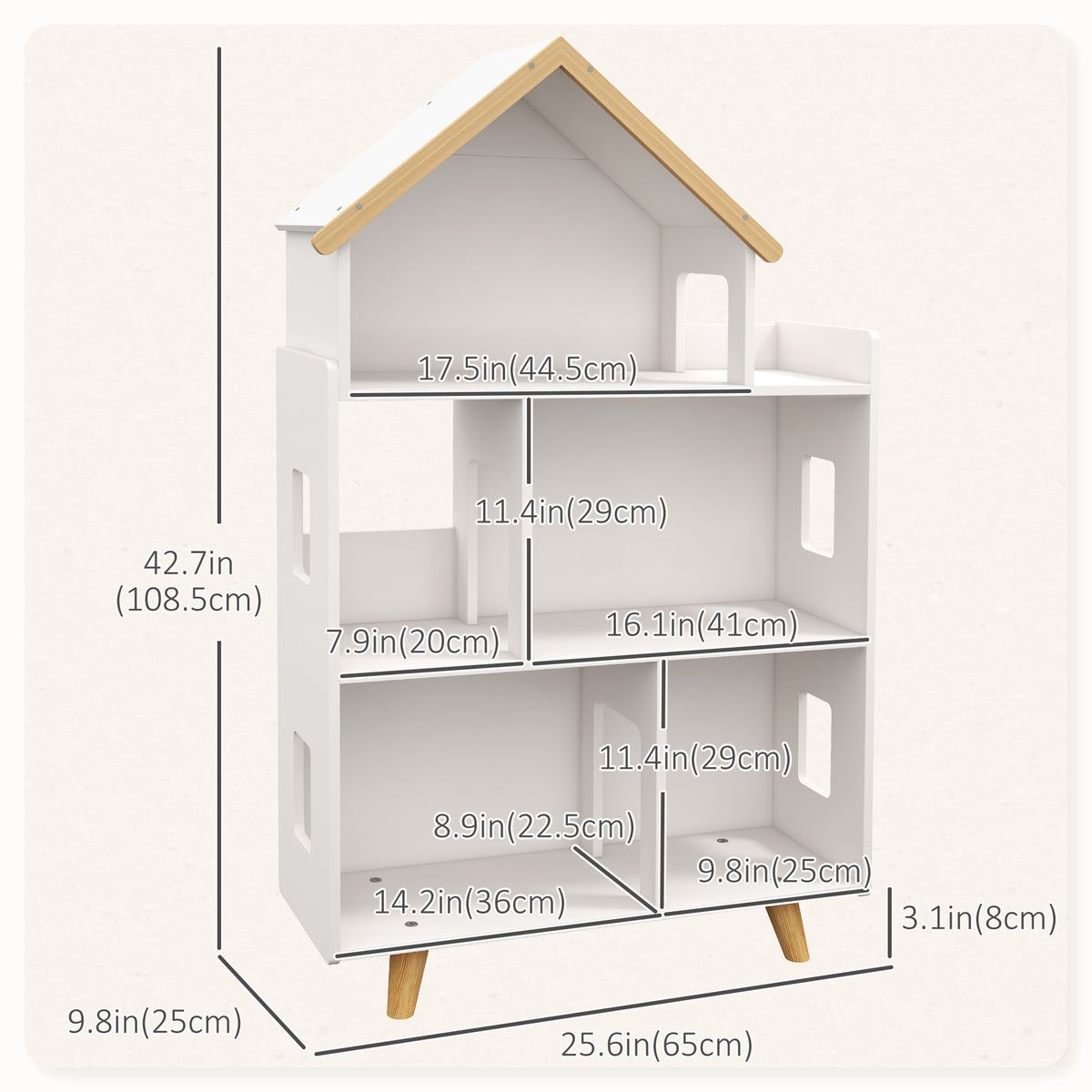 Toy storage organizer cabinet 3-tier bookshelf