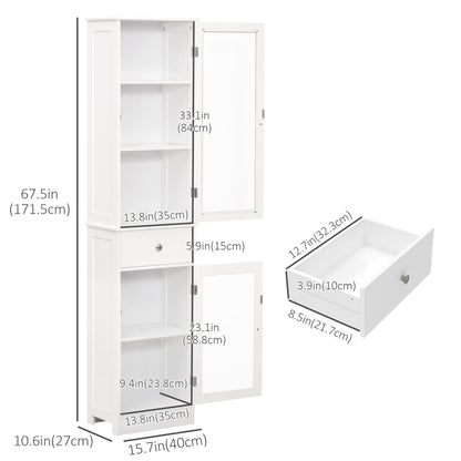Armario alto de baño con cajón y puertas