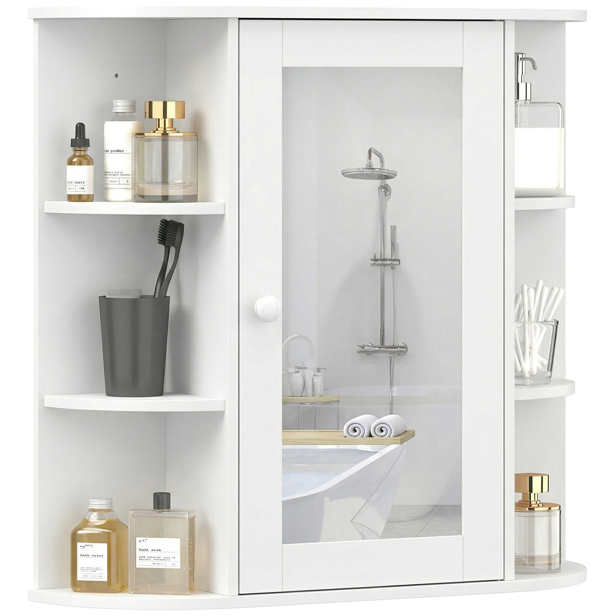Armario de pared para baño con espejo y estantes