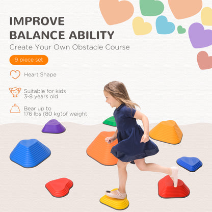 Piedras de equilibrio en forma de corazón apilables — Lote de 9