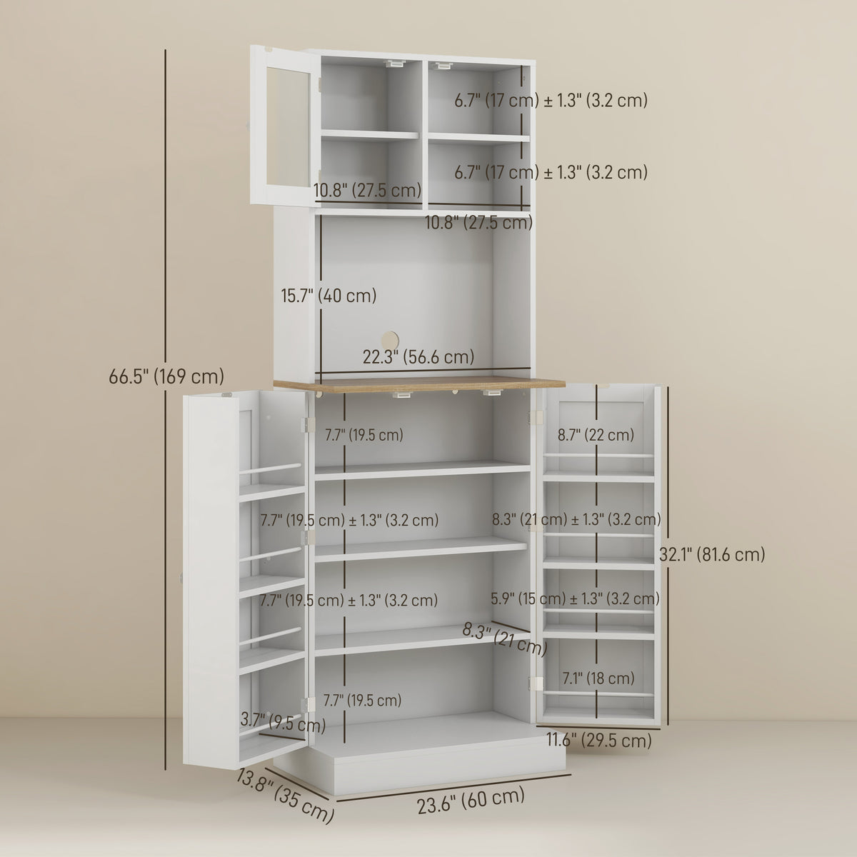 Armario de cocina despensa con puertas de vidrio