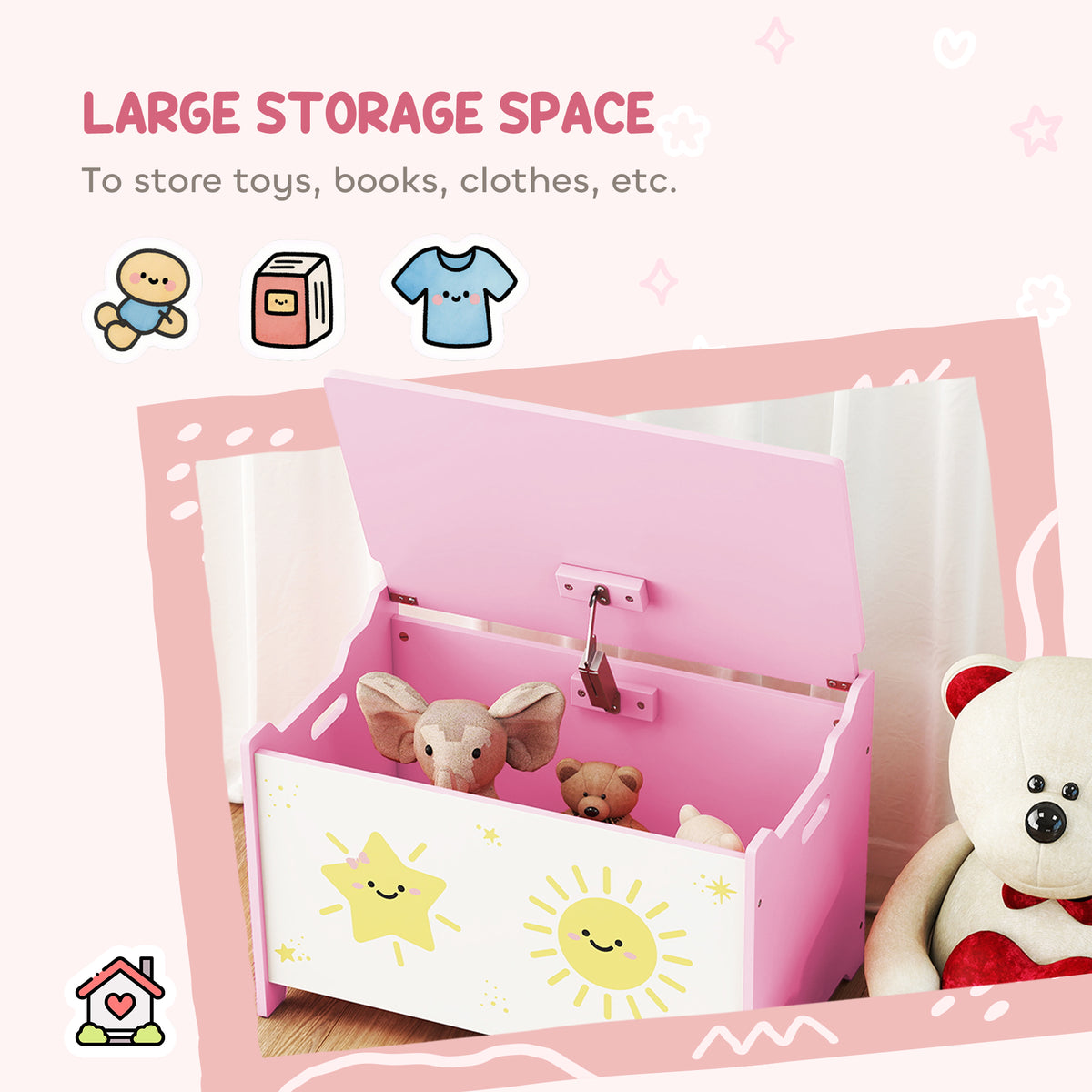 Toy storage chest with safety hinge lid