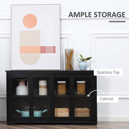 Aparador de cocina apilable con puertas correderas de cristal