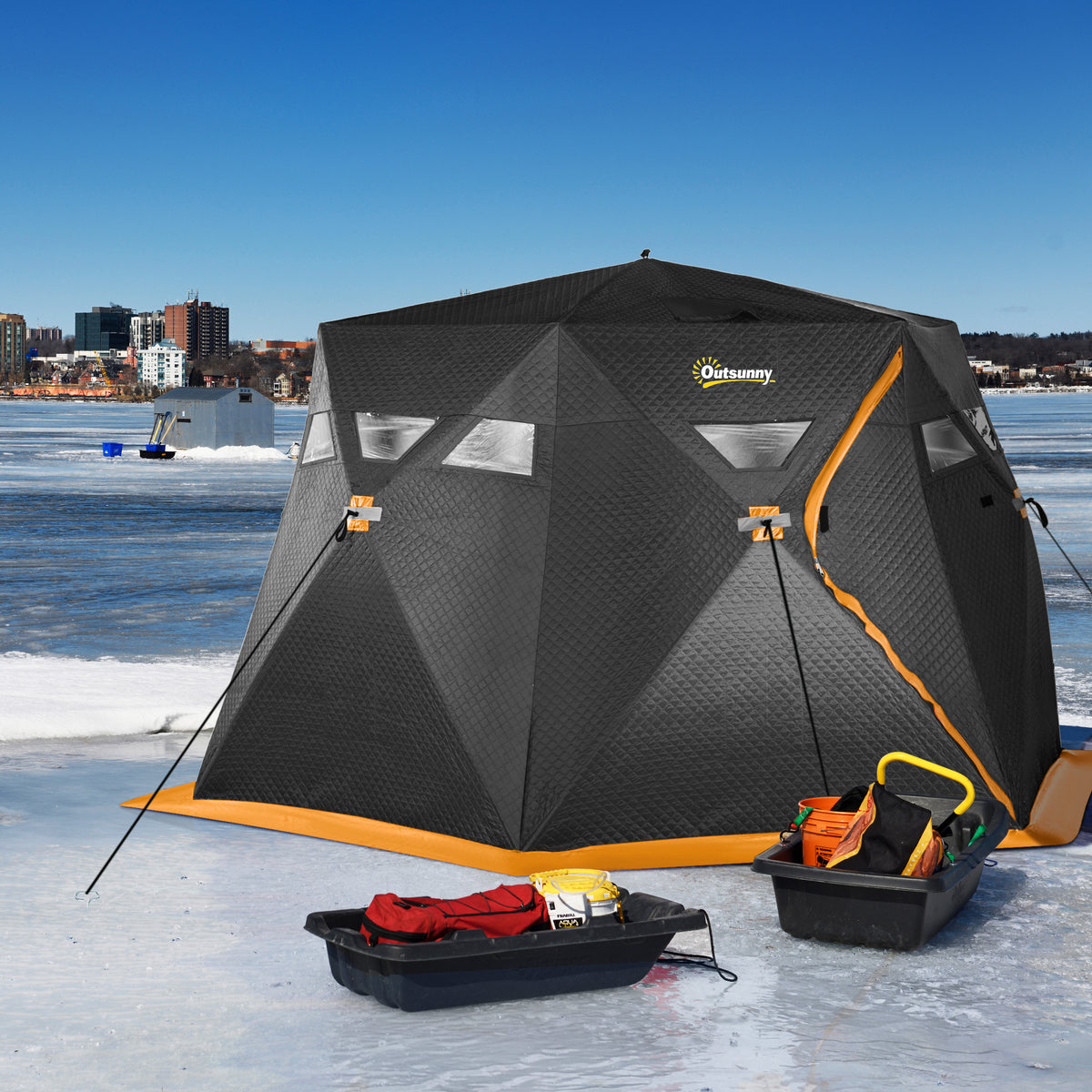 Refugio pop-up aislado para pesca sobre hielo para 4 personas
