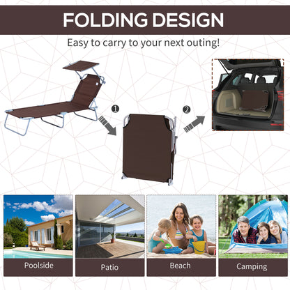 Folding Lounge Chair with Adjustable Sun Shade