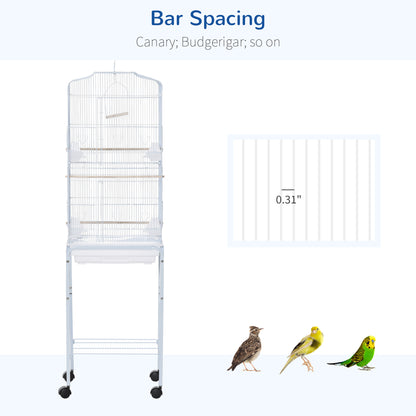 Rolling Bird Cage with Play Top and Storage Shelf