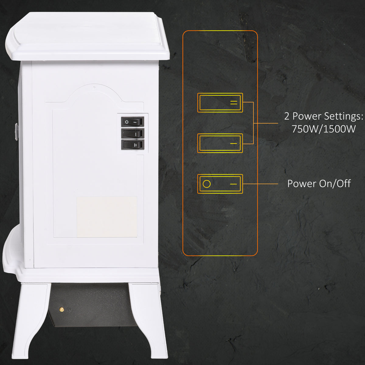 Freestanding Electric Fireplace Heater Flame Effect