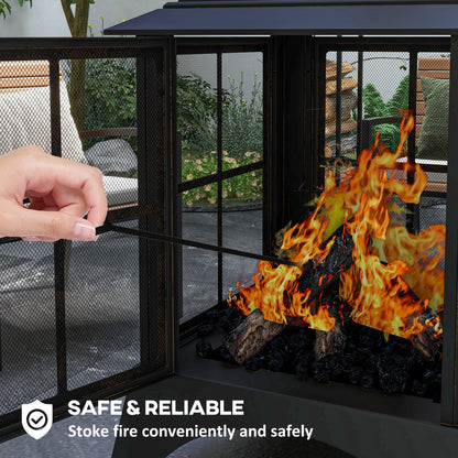 Chimney-Style Wood-Burning Fire Pit with Poker