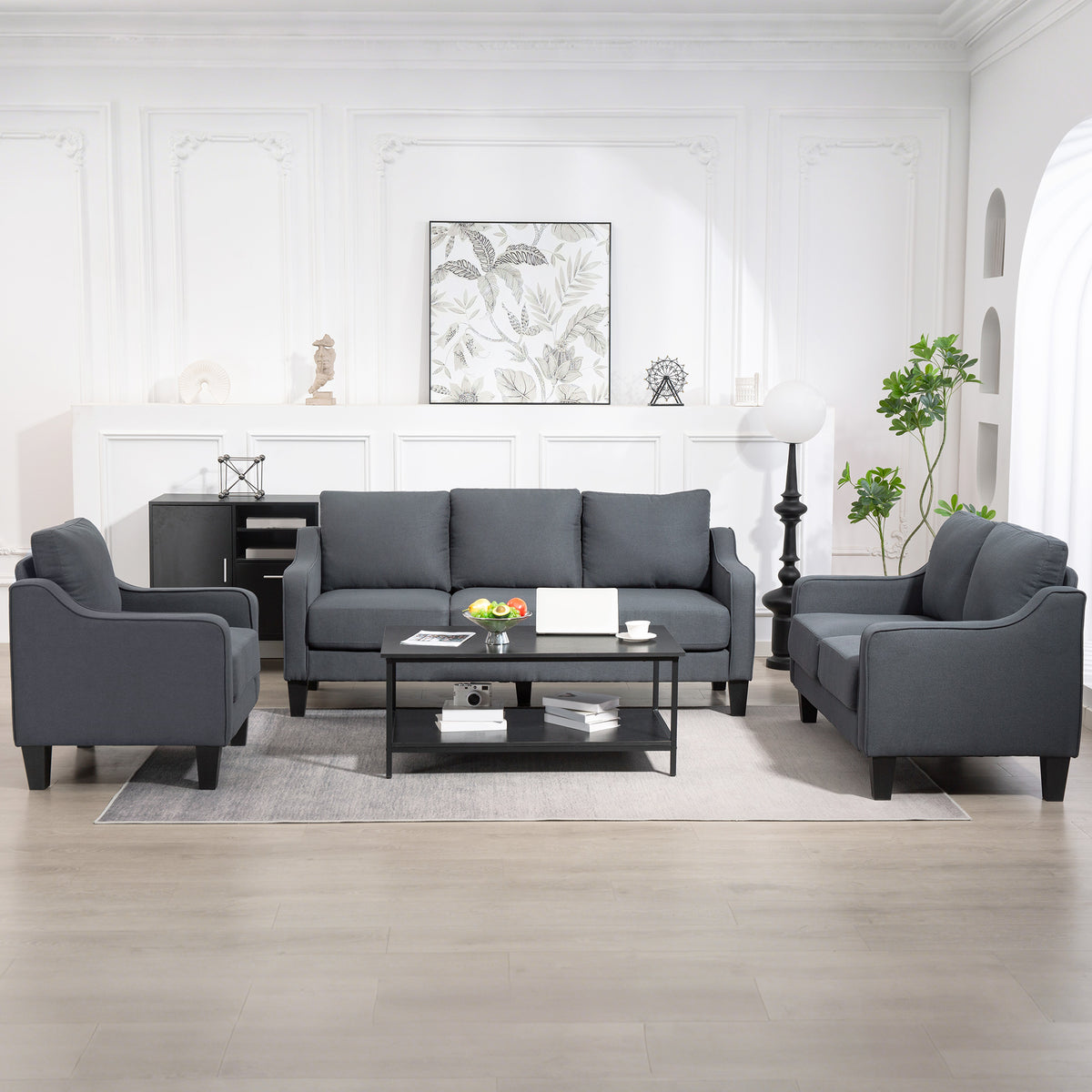 Modern Loveseat with Pocket Springs and Thick Padding