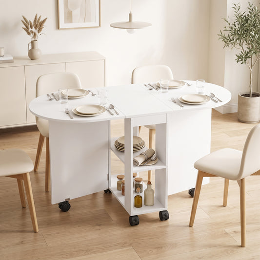 Folding dining table with storage for small spaces 120 cm