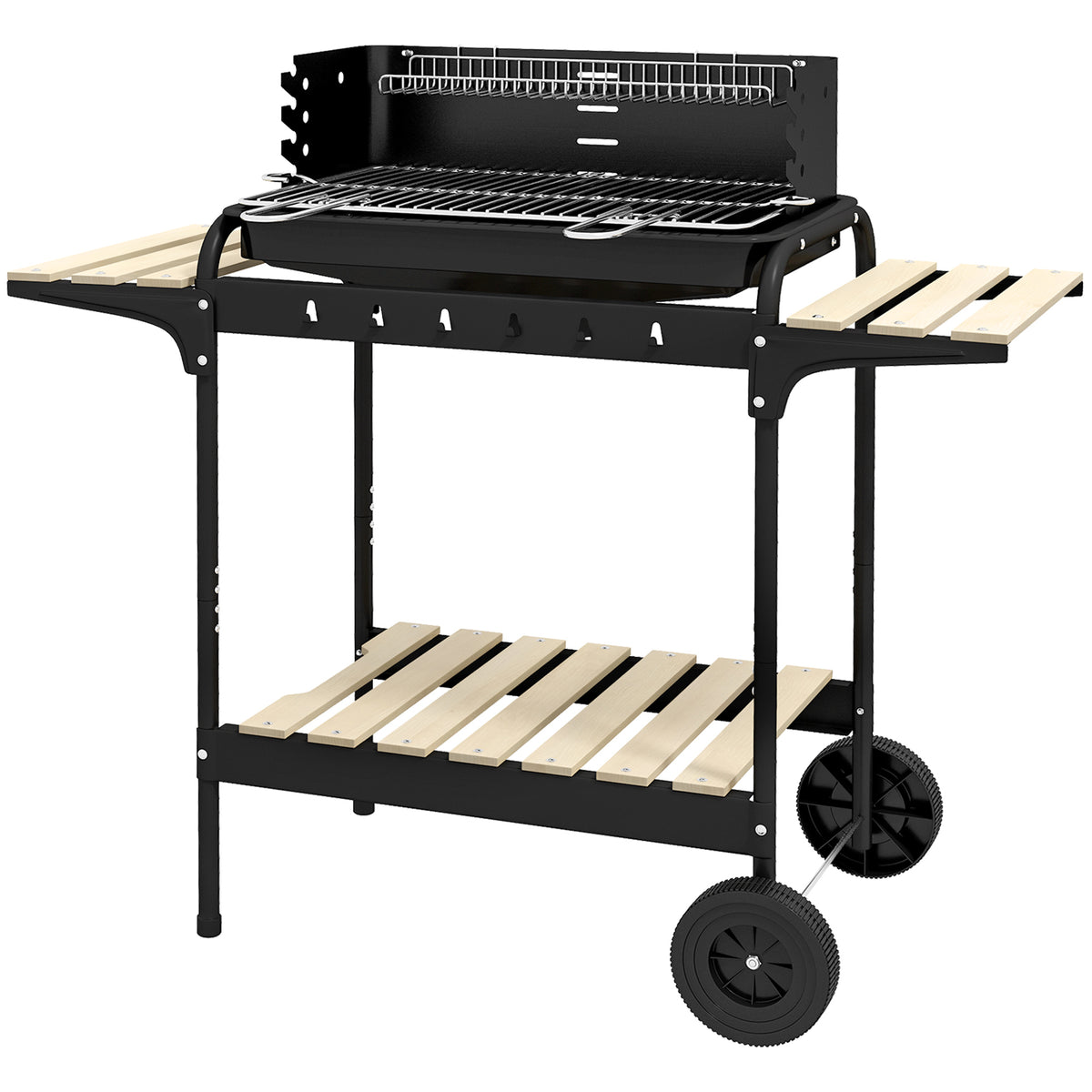 Portable charcoal barbecue grill with adjustable height