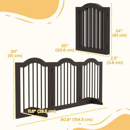 Freestanding Pet Gate 24 Inch Folding — Coffee