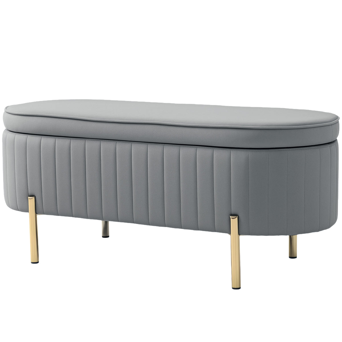 Channel Tufted Storage Bench with Golden Legs