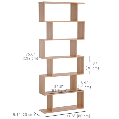 Modern 6-Tier Geometric Wooden Bookshelf