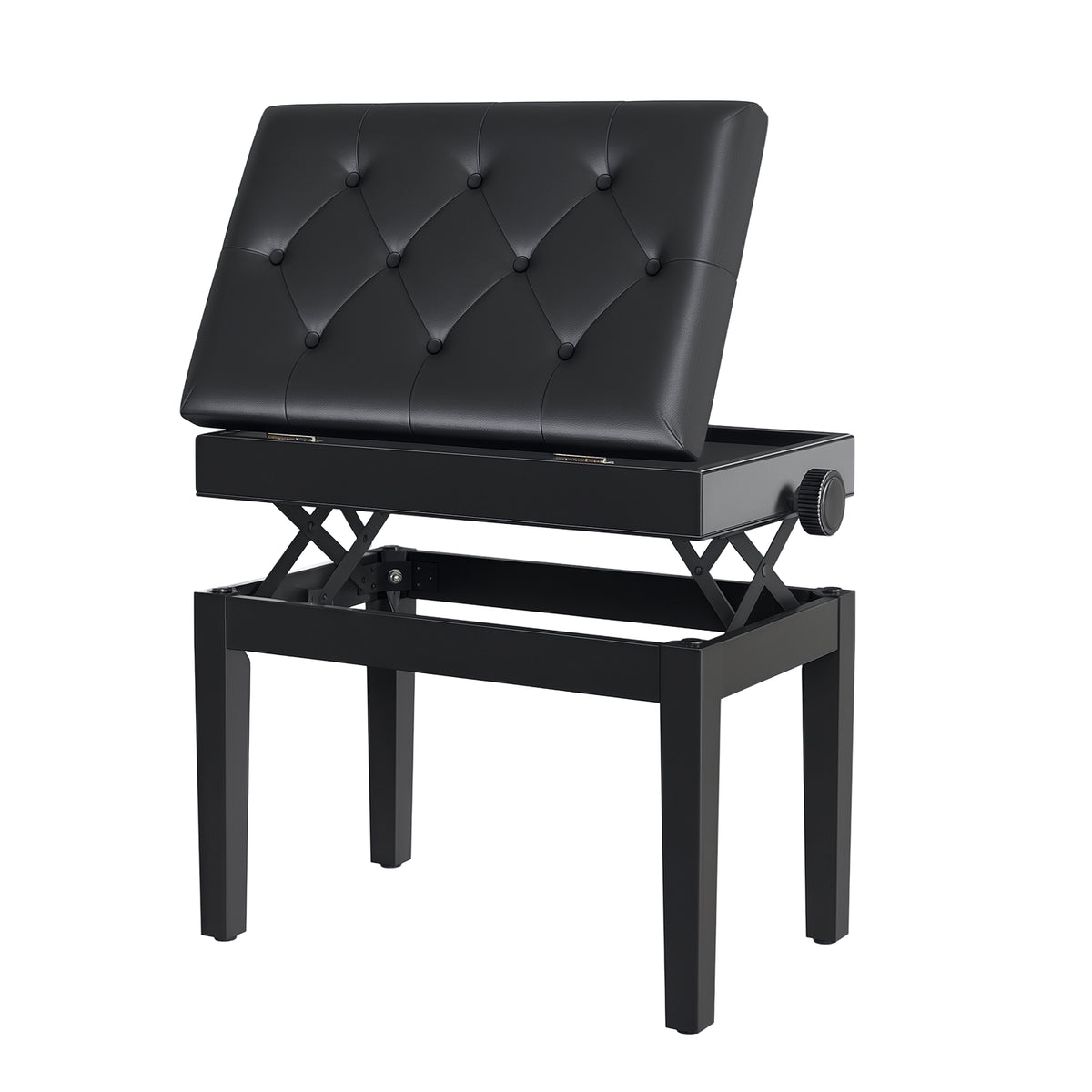 Banco de piano ajustable con almacenamiento y cuero sintético