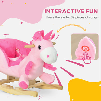 Plush musical unicorn rocking horse