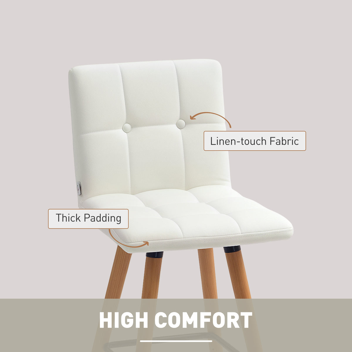 Upholstered Bar Stools Set of 2, 38 Inch