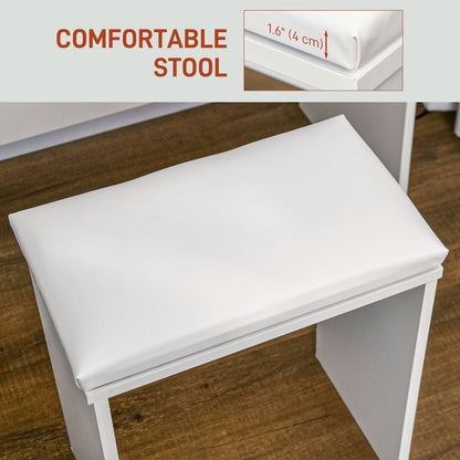 Vanity Desk Set with LED Mirror and Stool