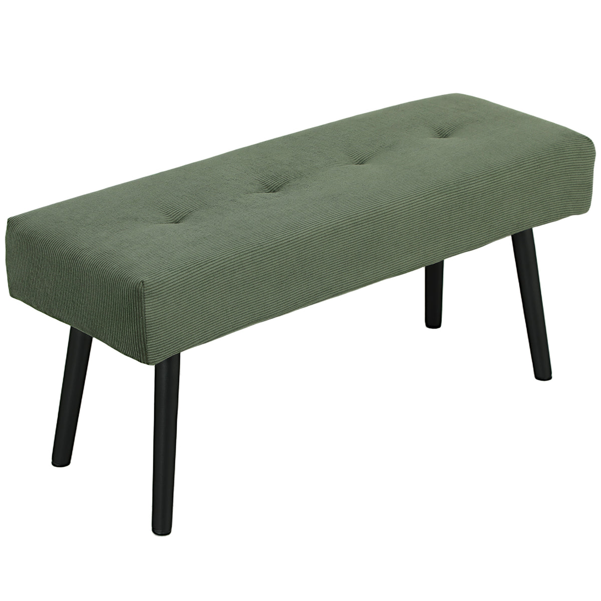 Tufted Corduroy Upholstered Bench with Steel Legs