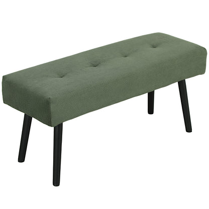 Tufted Corduroy Upholstered Bench with Steel Legs