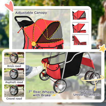 Cochecito plegable para mascotas con ruedas giratorias