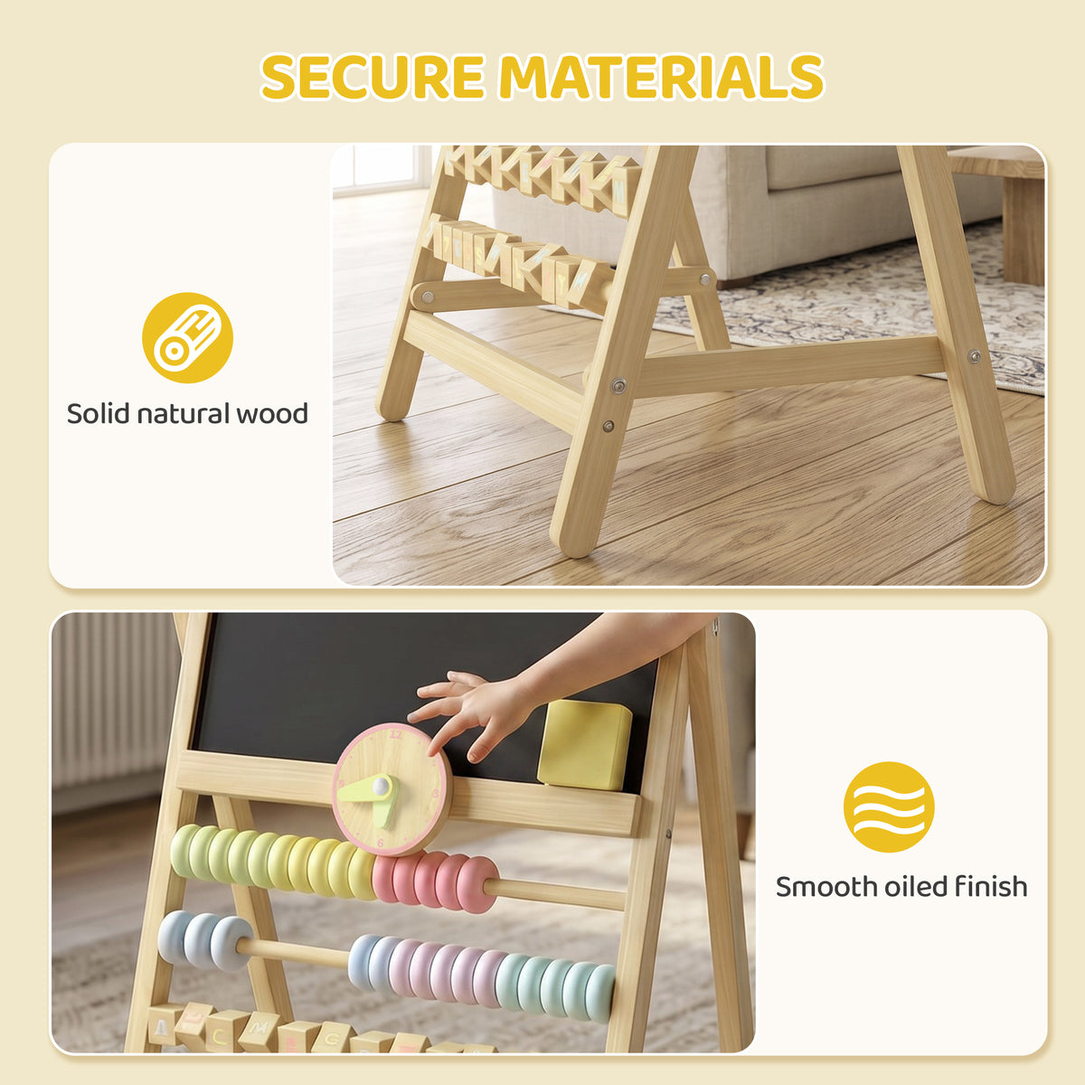 Caballete de arte para niños de madera de doble cara
