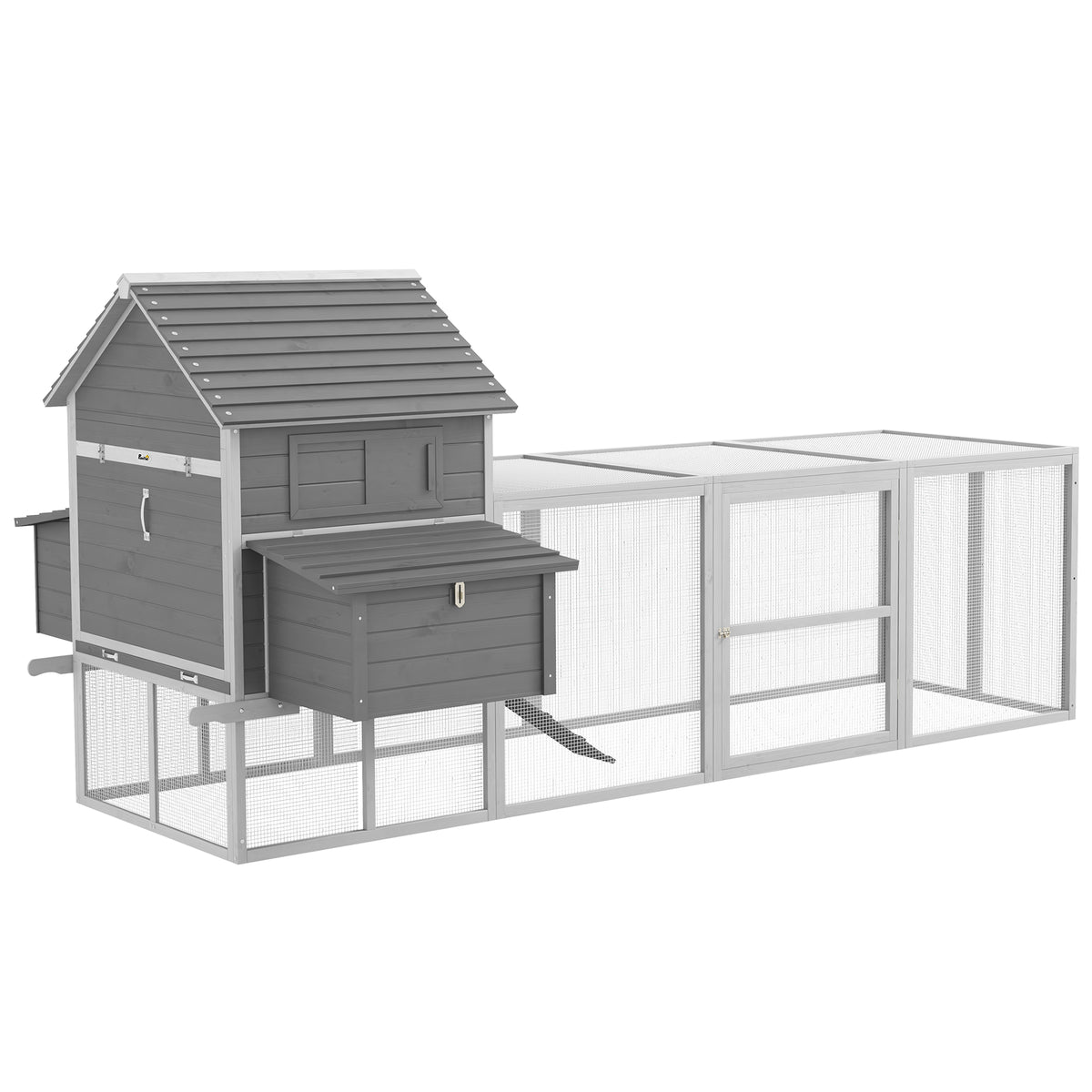 Wooden chicken coop with run and nesting box
