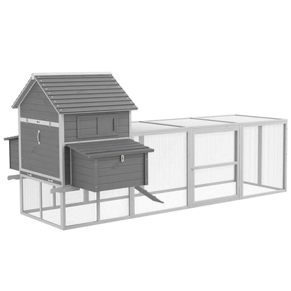 Wooden chicken coop with run and nesting box