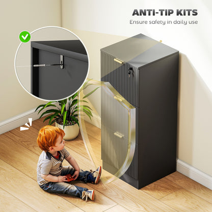Lockable 3-Drawer Fluted Filing Cabinet for A4 Letter Files